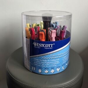 Westcott 12 Piece Hand Punch Craft Set Scrapbooking Paper Punch Kit Caddy
